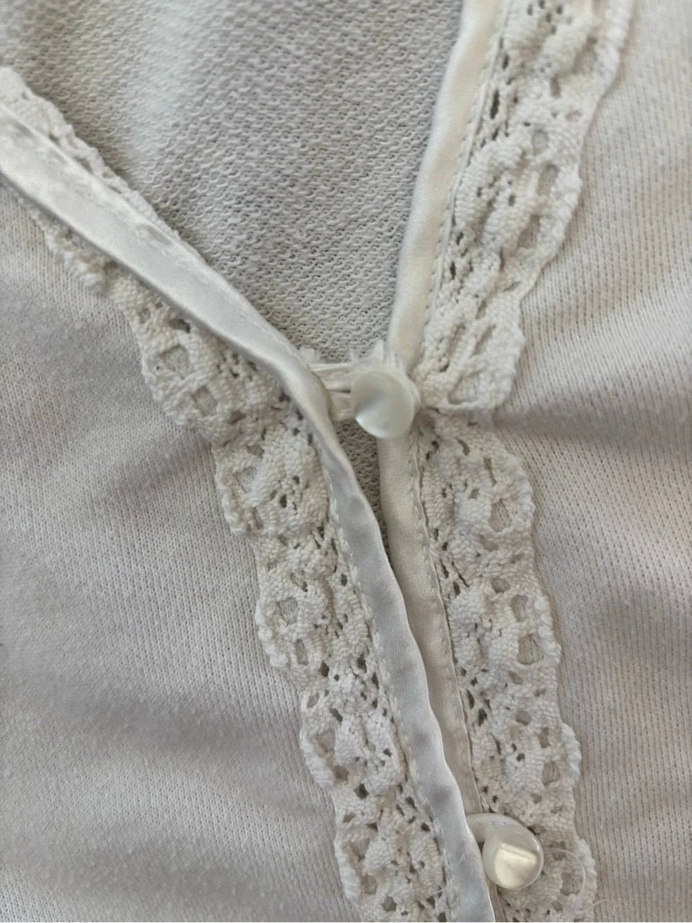 Vtg 90s Gold Label Victorias Secret Button-Front Cardigan Womens Sm White Lace
